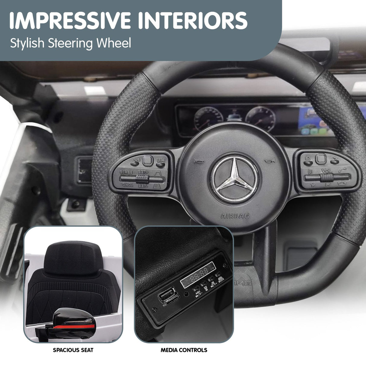 Mercedes Benz AMG G63 Licensed Kids Ride On Car Remote Control - White