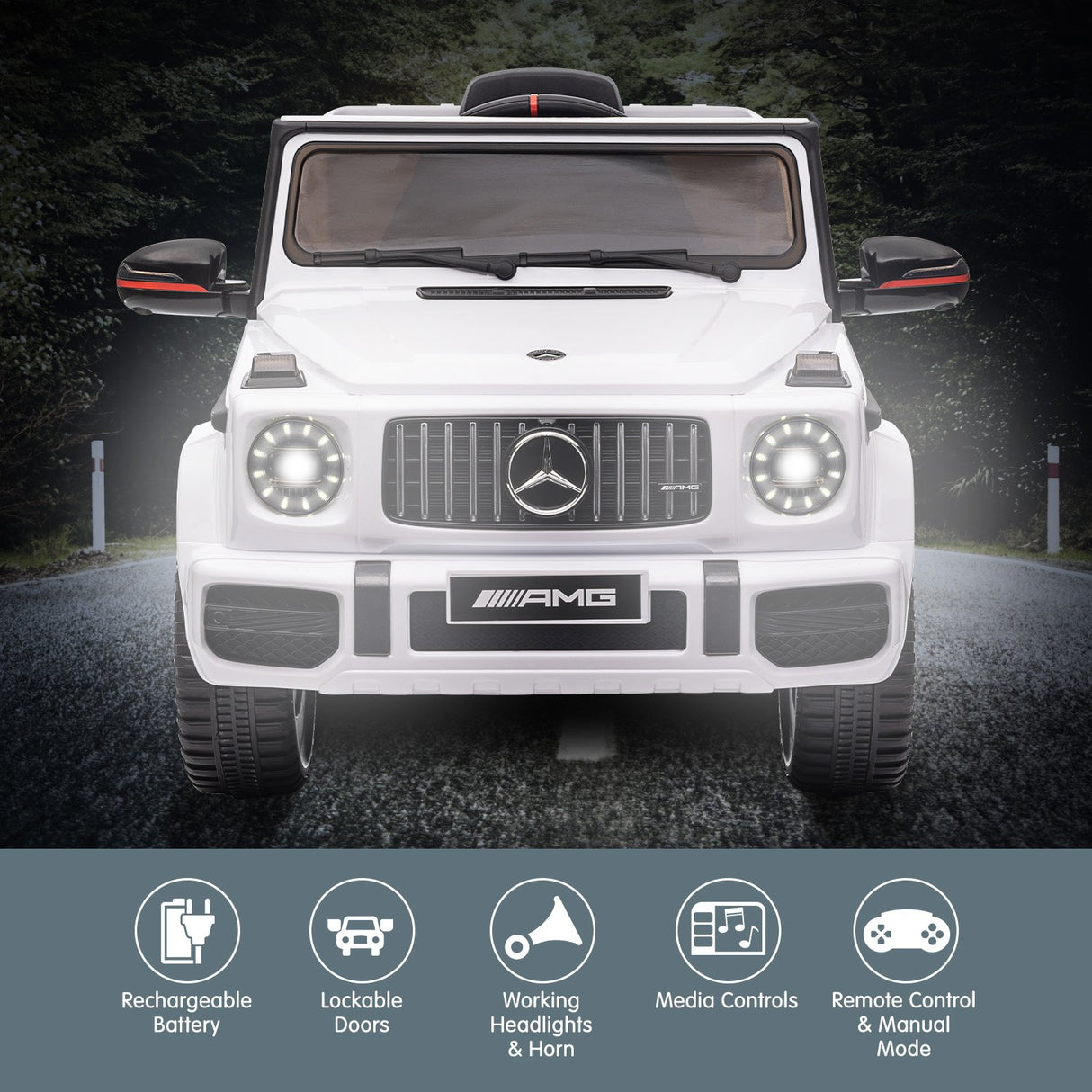 Mercedes Benz AMG G63 Licensed Kids Ride On Car Remote Control - White