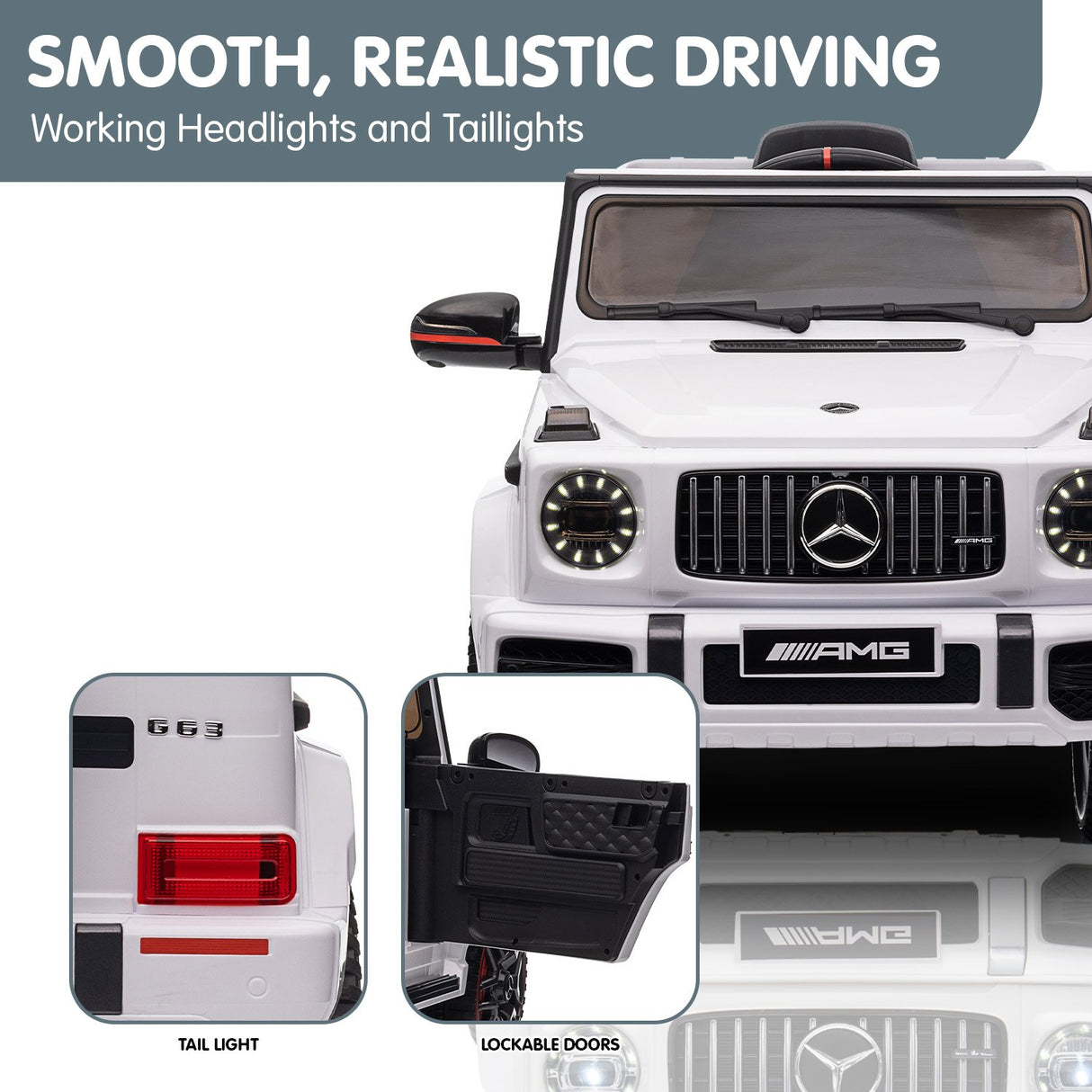 Mercedes Benz AMG G63 Licensed Kids Ride On Car Remote Control - White