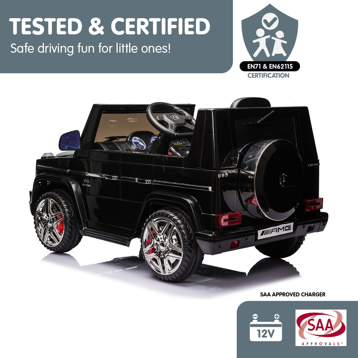 Mercedes Benz AMG G65 Licensed Kids Ride On Electric Car - Black