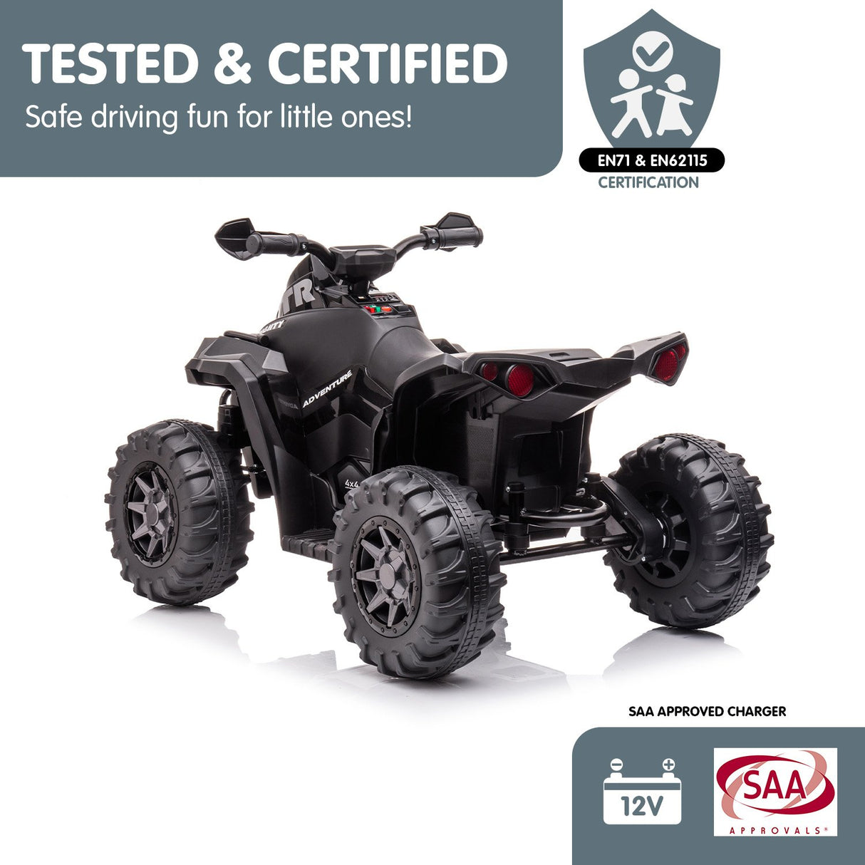 Kahuna GTS99 Kids Toy Electric Ride On Quad Bike 50W ATV - Black