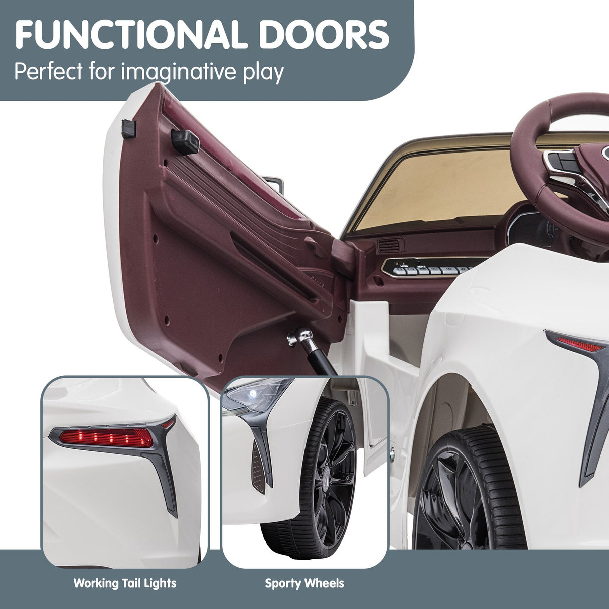 Licensed Lexus LC 500 Kids Electric Ride On Car - White