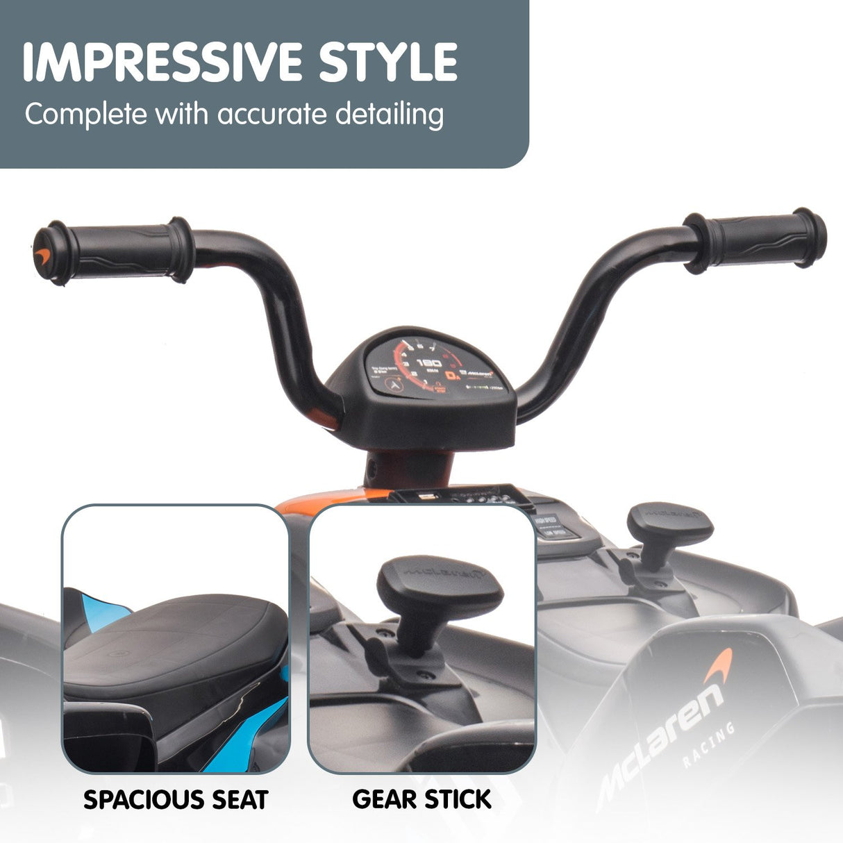 MCL35 McLaren Kids Toy Ride On Electric Quad Bike - Black