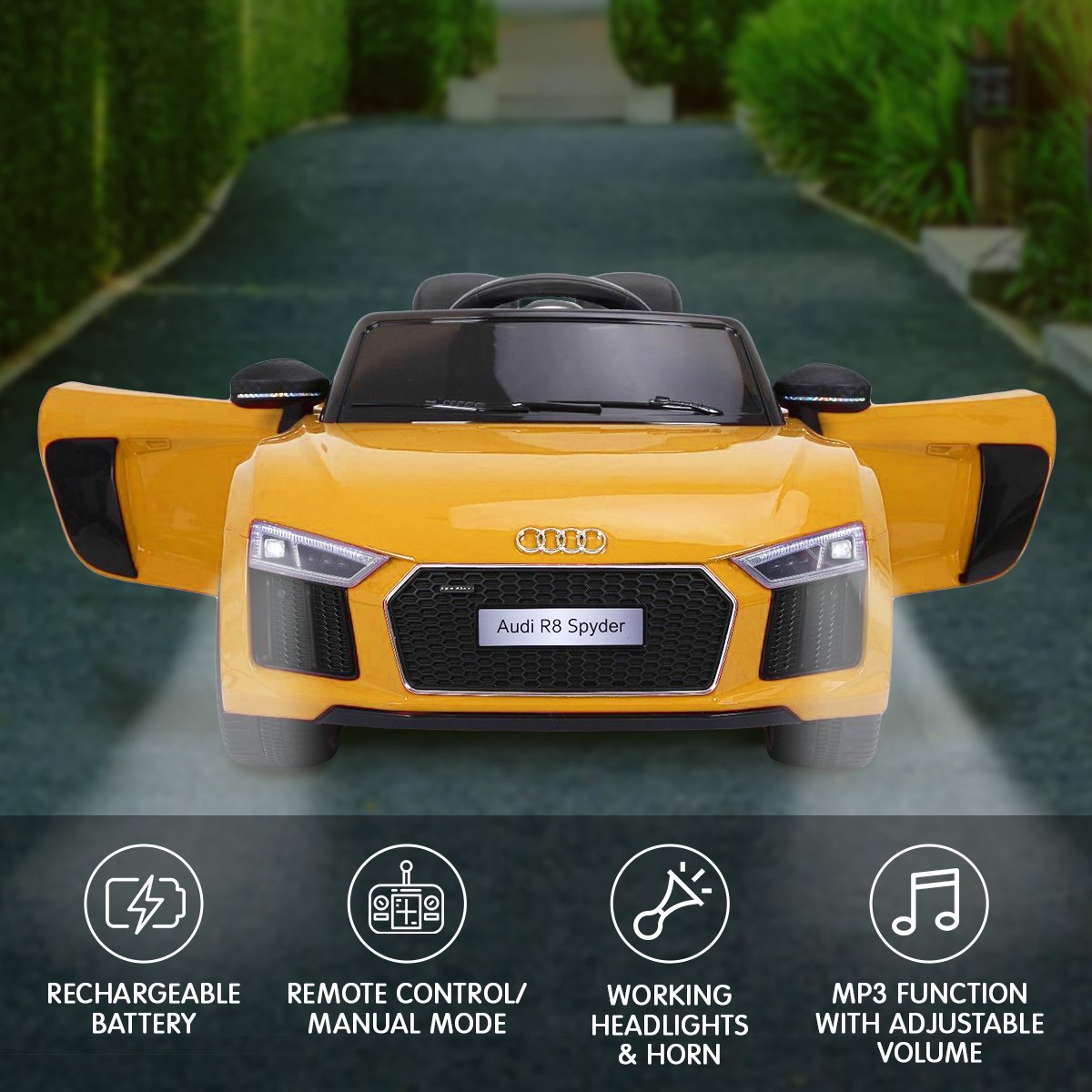 R8 Spyder Audi Licensed Kids Electric Ride On Car Yellow