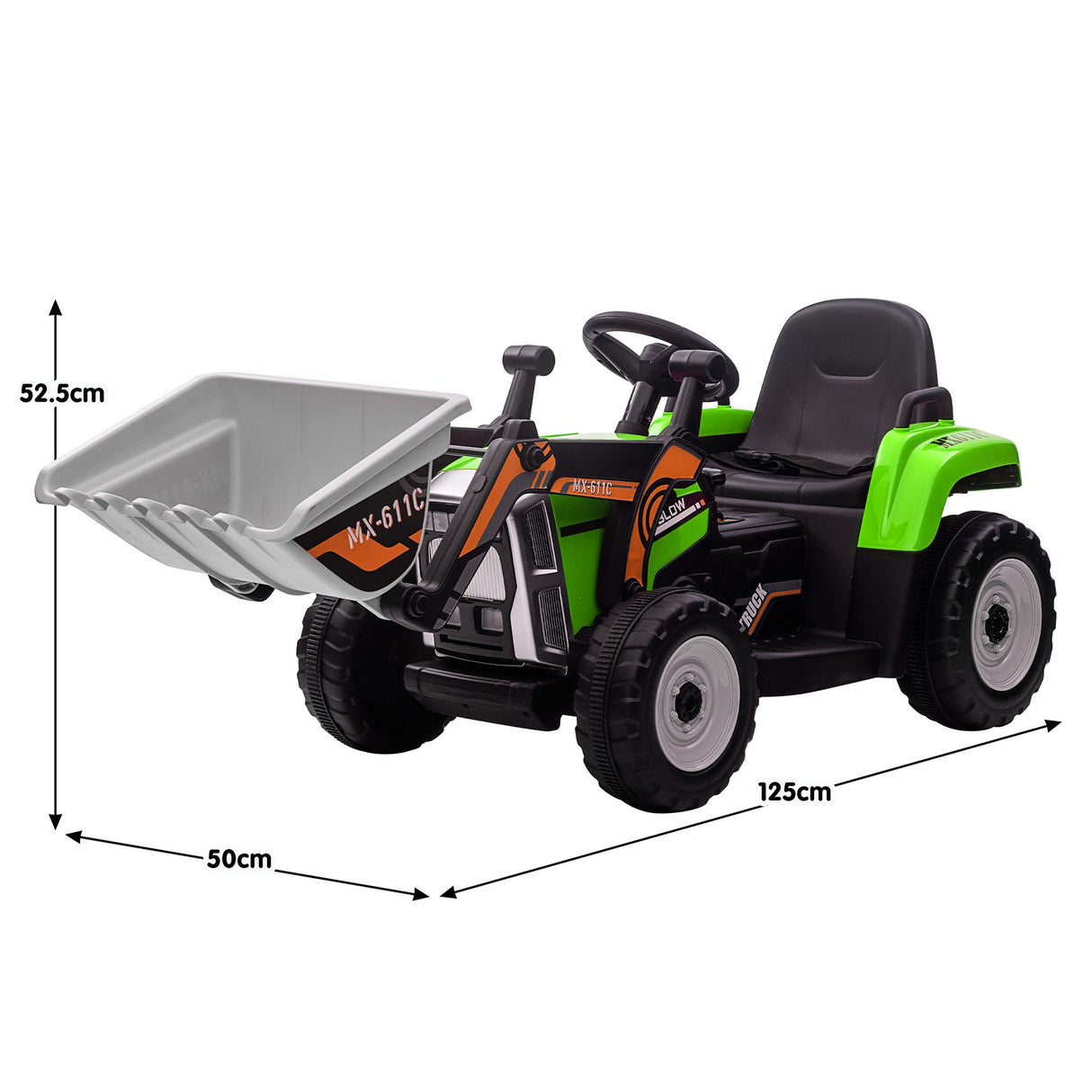 Kahuna MX-611C Kids Electric Ride On Car Tractor Digger Loader Grey