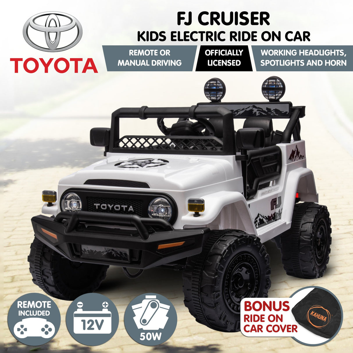 Authorized Toyota Kids Ride-on FJ Cruiser J2099 - White