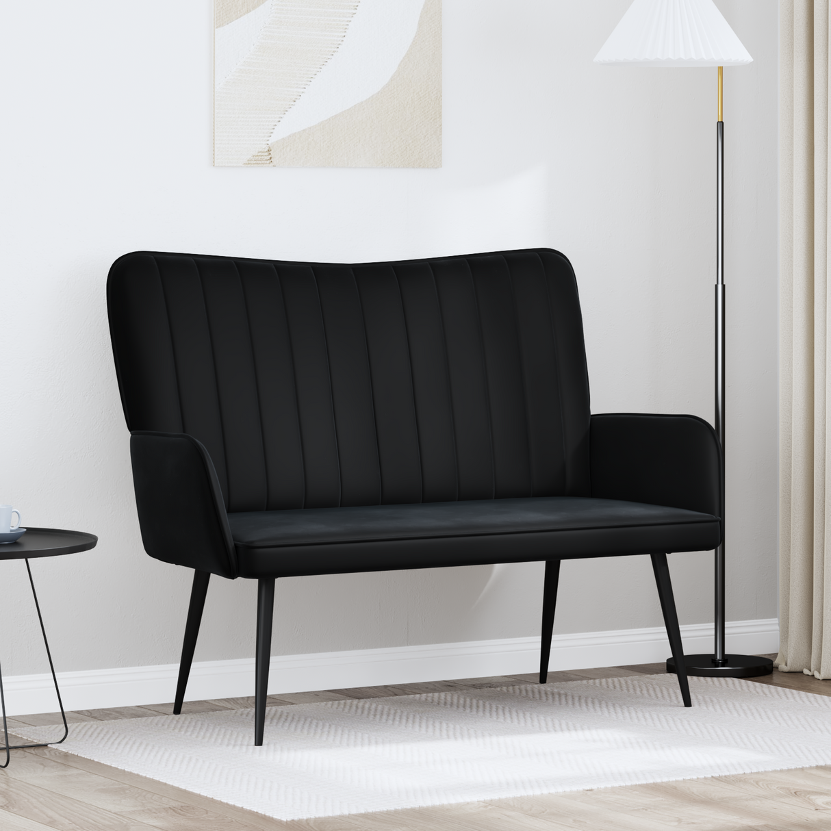Two Seater Sofa Black 115 x 61 x 87 cm Velvet