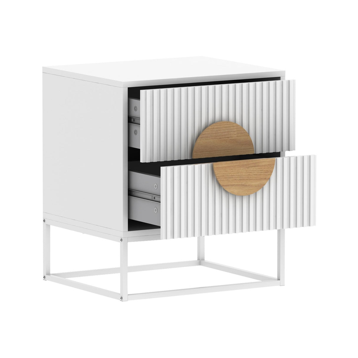 Sarantino Silvia Bedside Table with 2 Drawers - White