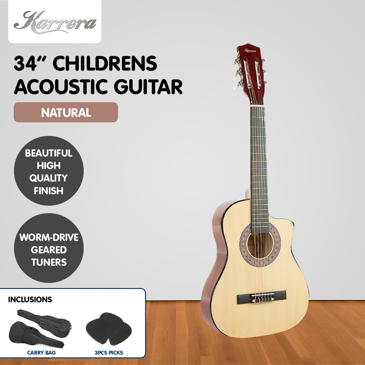 Karrera Childrens 34in Acoustic Guitar Kids - Natural