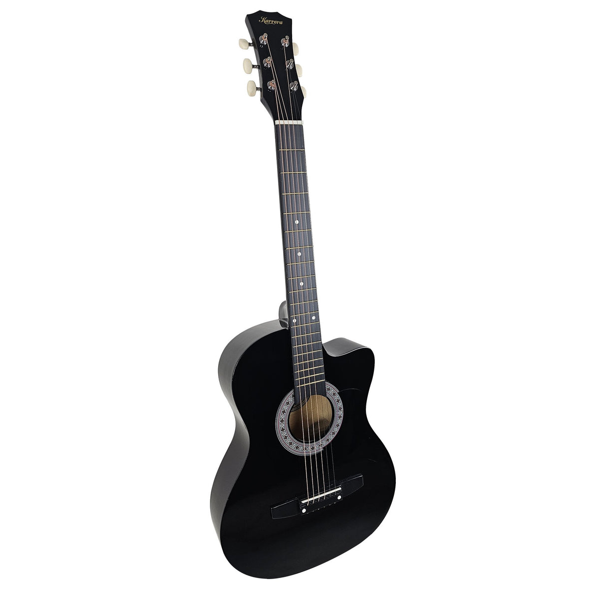 Karrera 38in Cutaway Acoustic Guitar with Carry Bag - Black