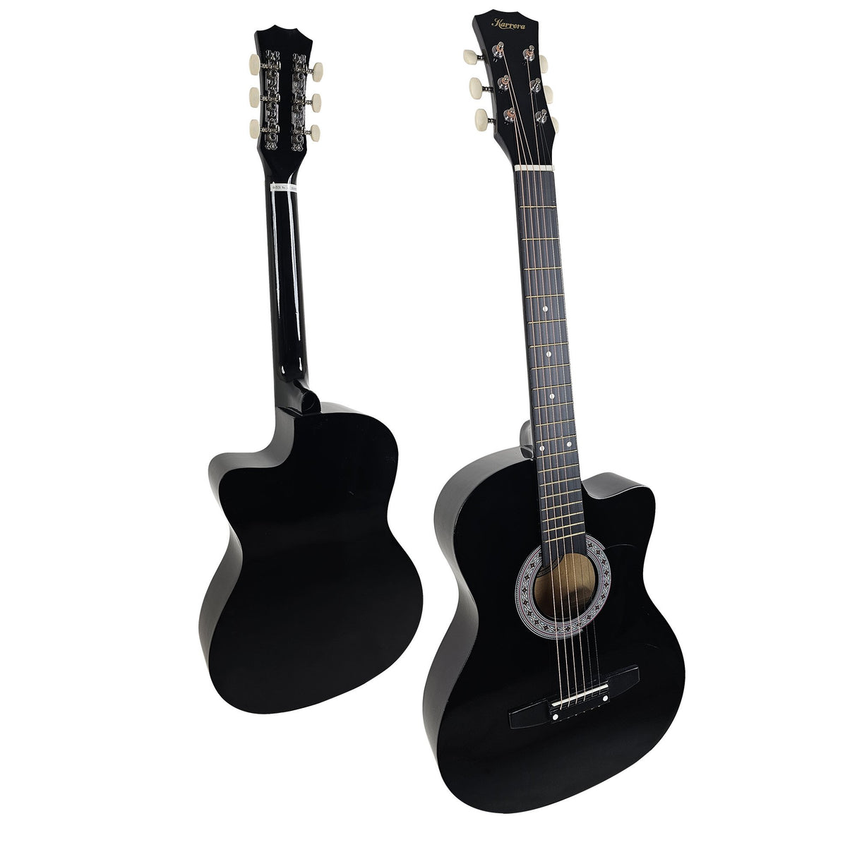 Karrera 38in Cutaway Acoustic Guitar with Carry Bag - Black