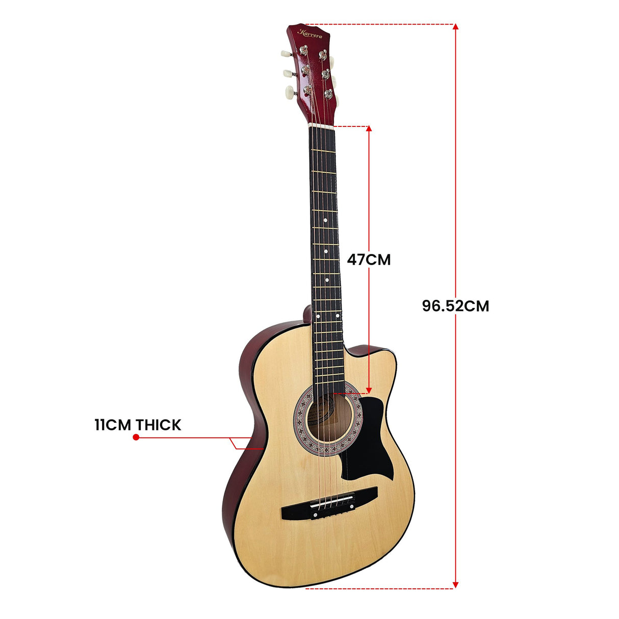 Karrera 38in Cutaway Acoustic Guitar with Carry Bag - Natural
