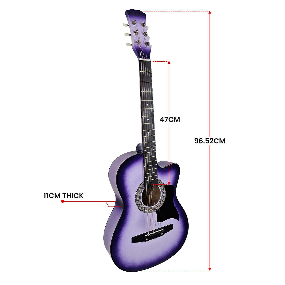 Karrera 38in Pro Cutaway Acoustic Guitar with Carry Bag - Purple Burst