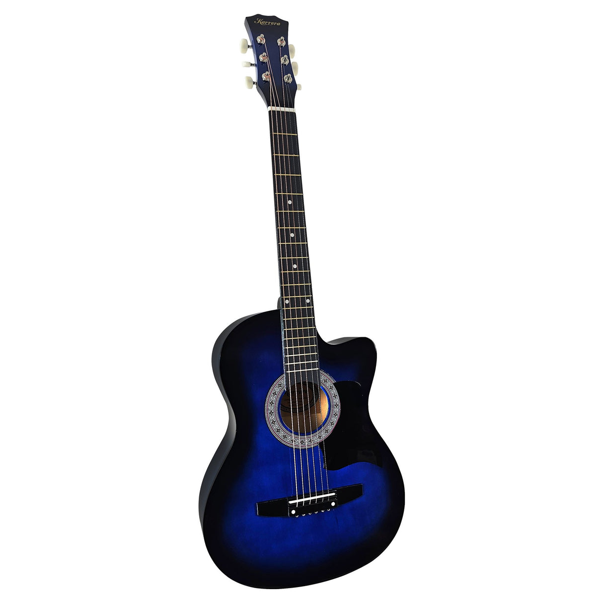 Karrera 38in Cutaway Acoustic Guitar with Carry Bag - Blue Burst