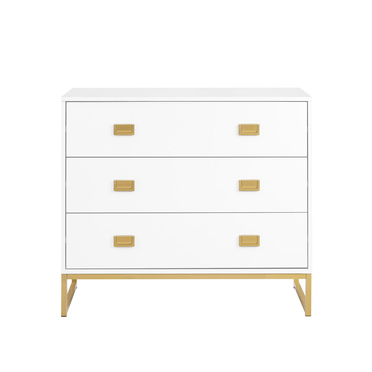 Sarantino Amara Chest of Drawers Tallboy Dresser in White/Gold