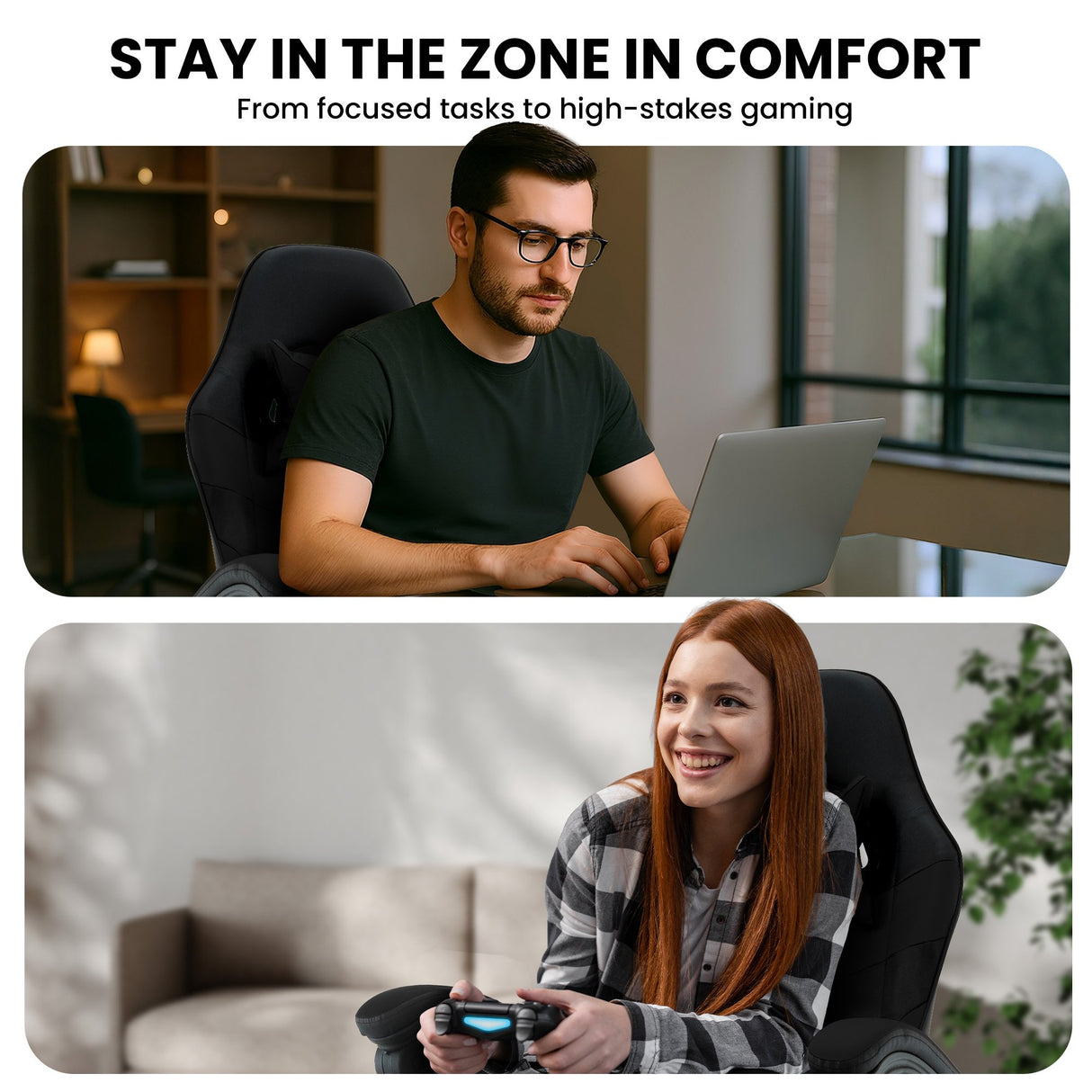 Sarantino Cueva Reclining High Back Office Gaming Chair Black Retractable Footrest Computer Sea