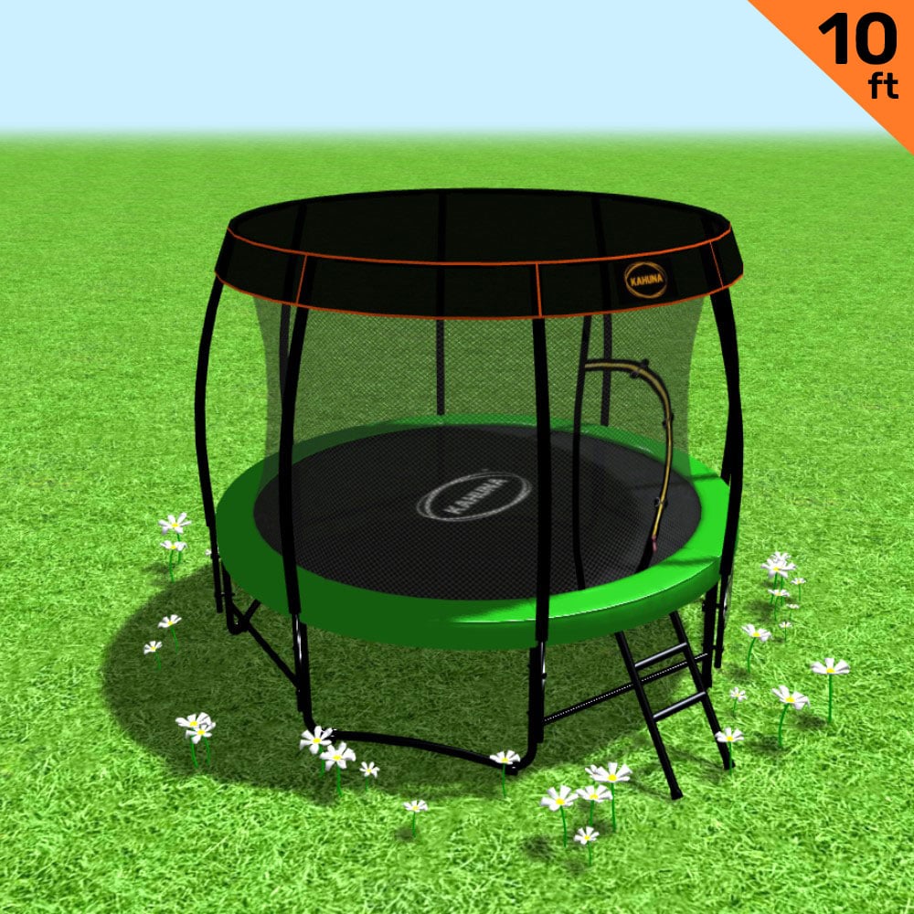 Kahuna Trampoline 10 ft with Roof - Green