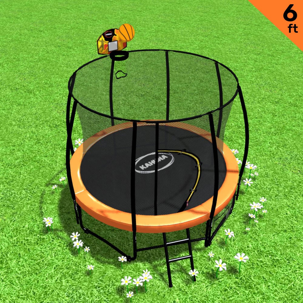 Kahuna Trampoline 6 ft with Basketball Set - Orange