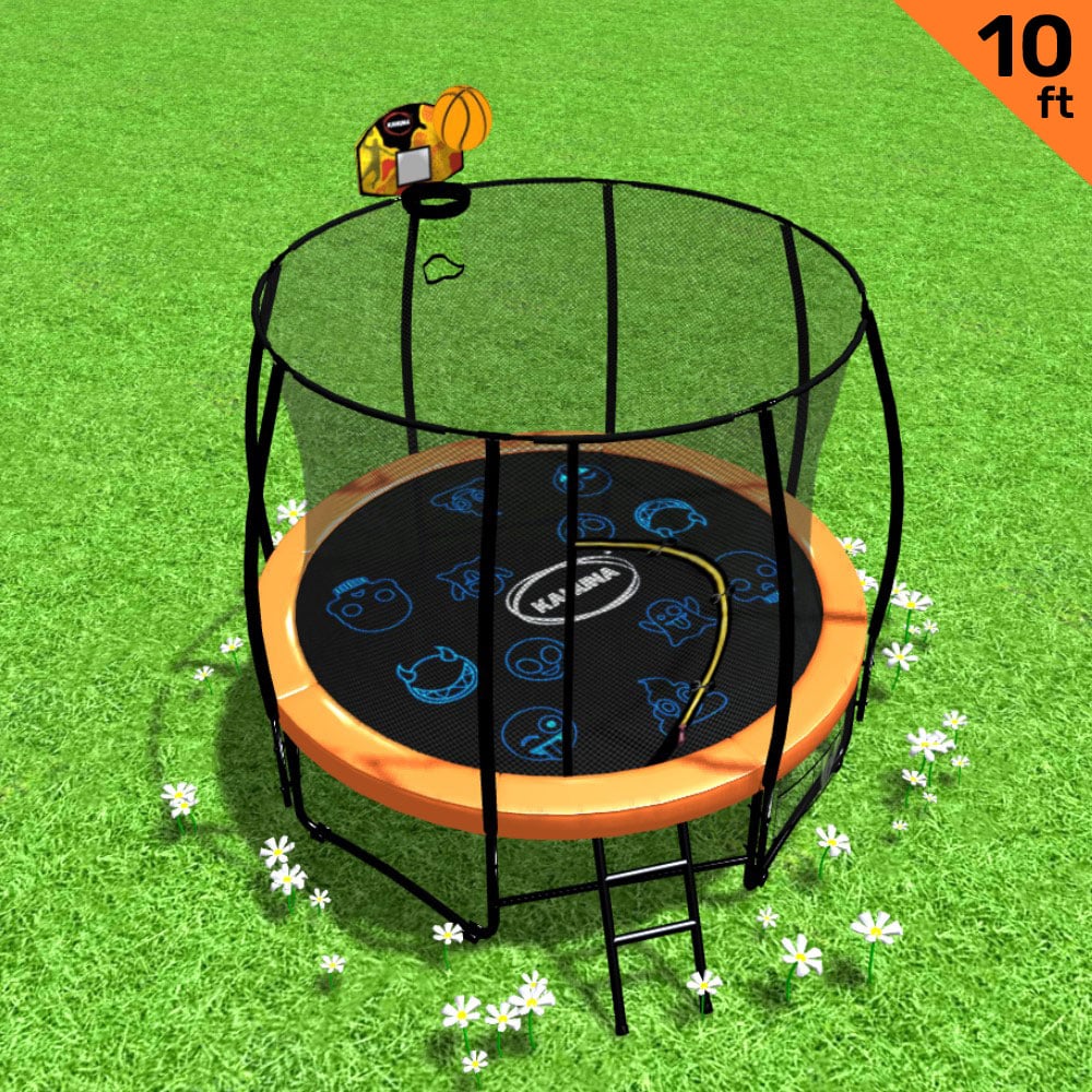 Kahuna Pro 10 ft Trampoline with Mat, Reversible Pad, Basketball Set