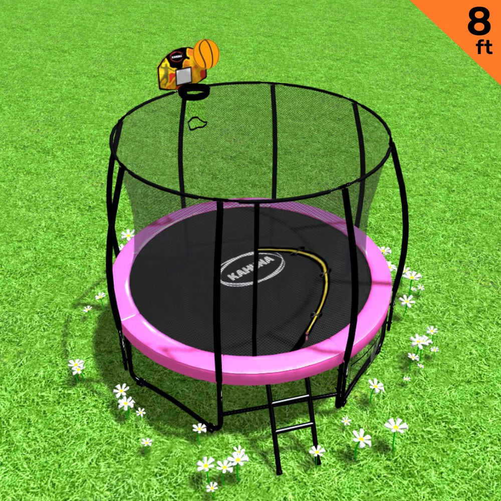 Kahuna Trampoline 8 ft with Basketball Set - Pink