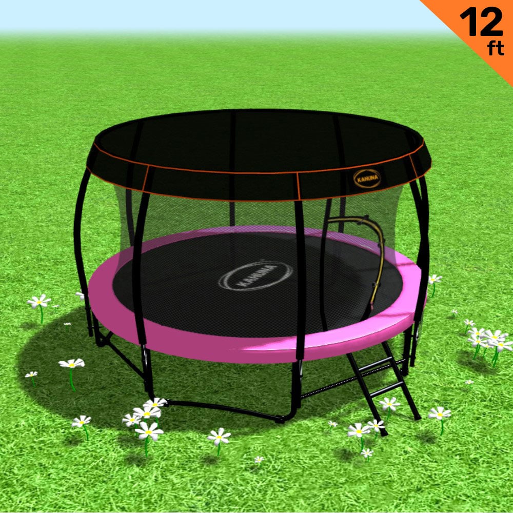 Kahuna Trampoline 12 ft with Roof - Pink