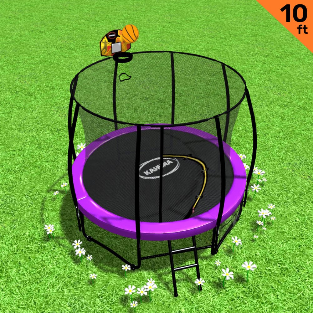 Kahuna Trampoline 10 ft with Basketball Set - Purple