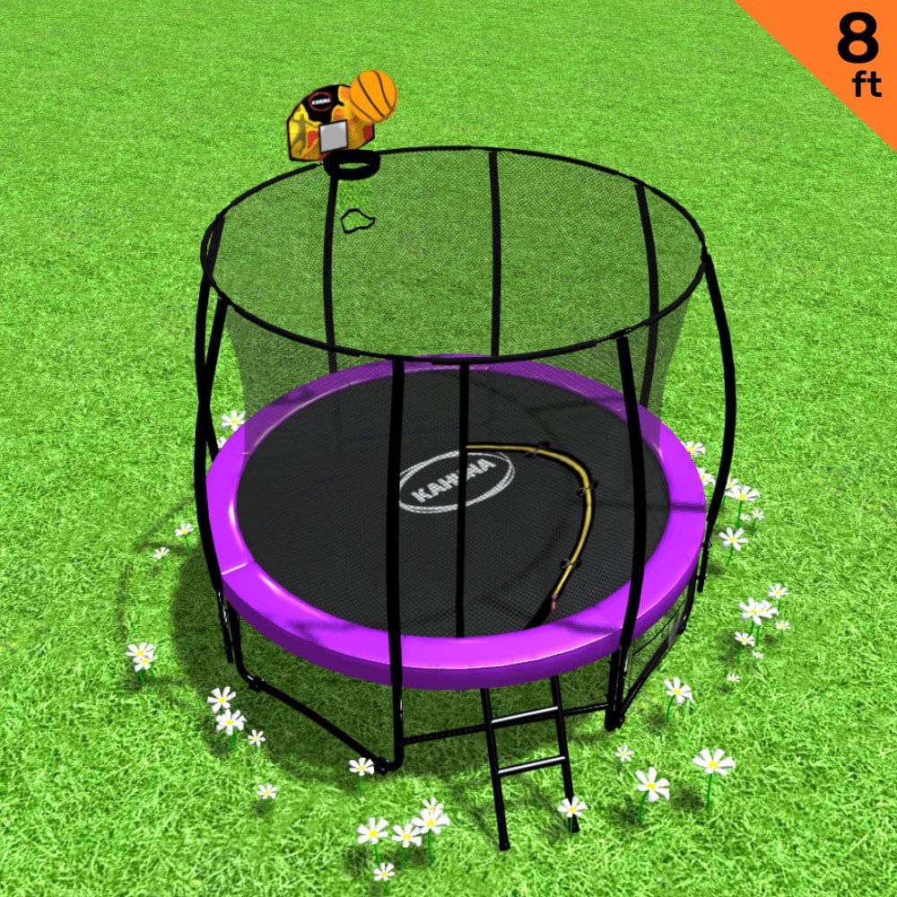 Kahuna Trampoline 8 ft with Basketball Set - Purple