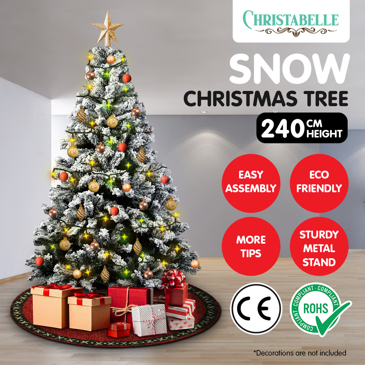 Christabelle Snow-Tipped Snowflocked Artificial Christmas Tree 2.4m 1500 Tips