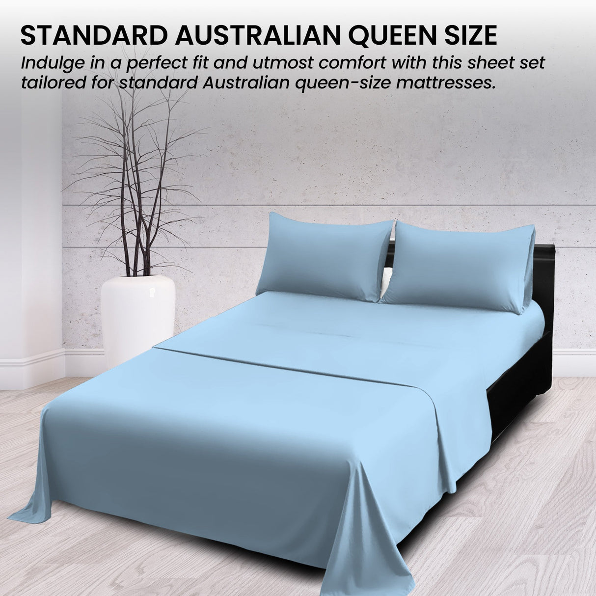 4pc 1000 Thread Count Cotton Rich King Bed Sheet Gift Pack CVC Microfibre Blend in Blue