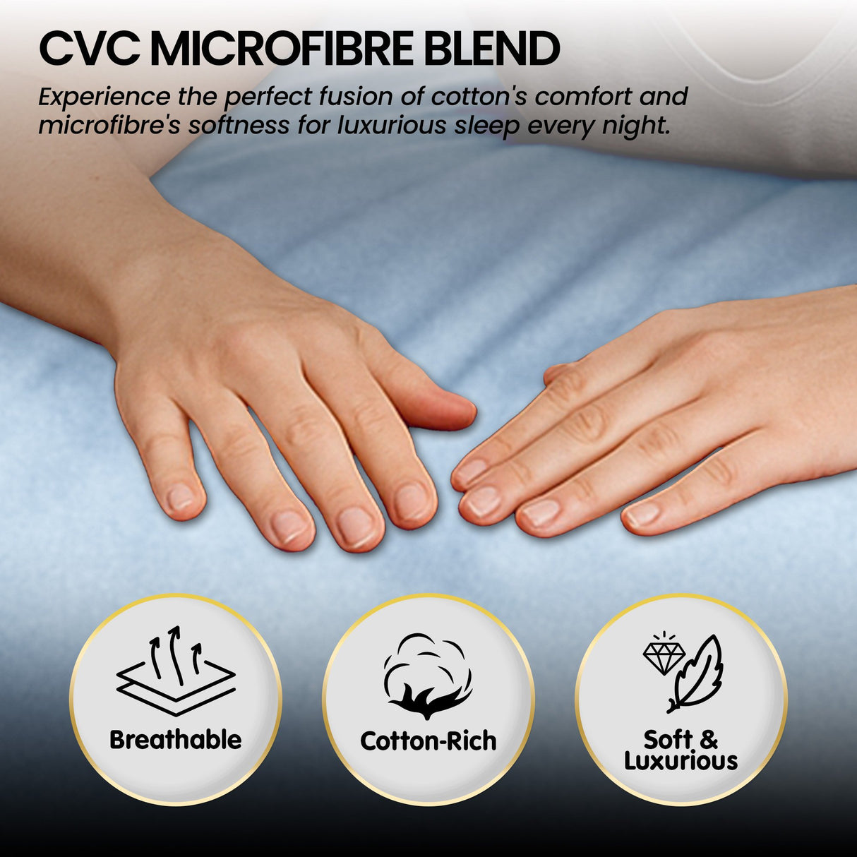 4pc 1000 Thread Count Cotton Rich King Bed Sheet Gift Pack CVC Microfibre Blend in Blue