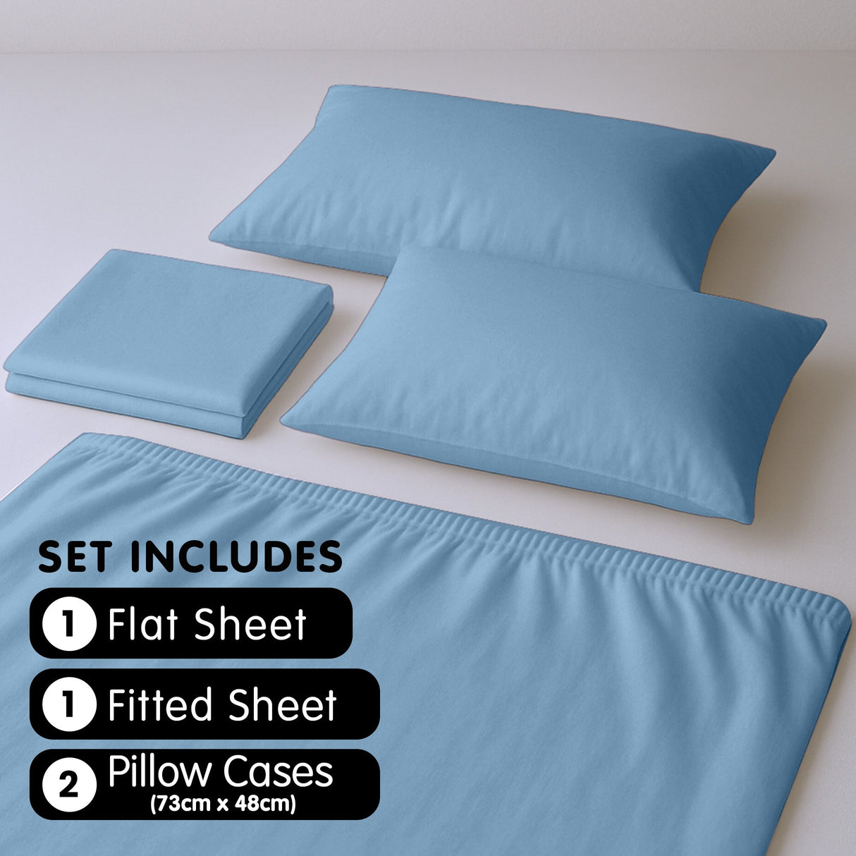 4pc 1000 Thread Count Cotton Rich King Bed Sheet Gift Pack CVC Microfibre Blend in Blue