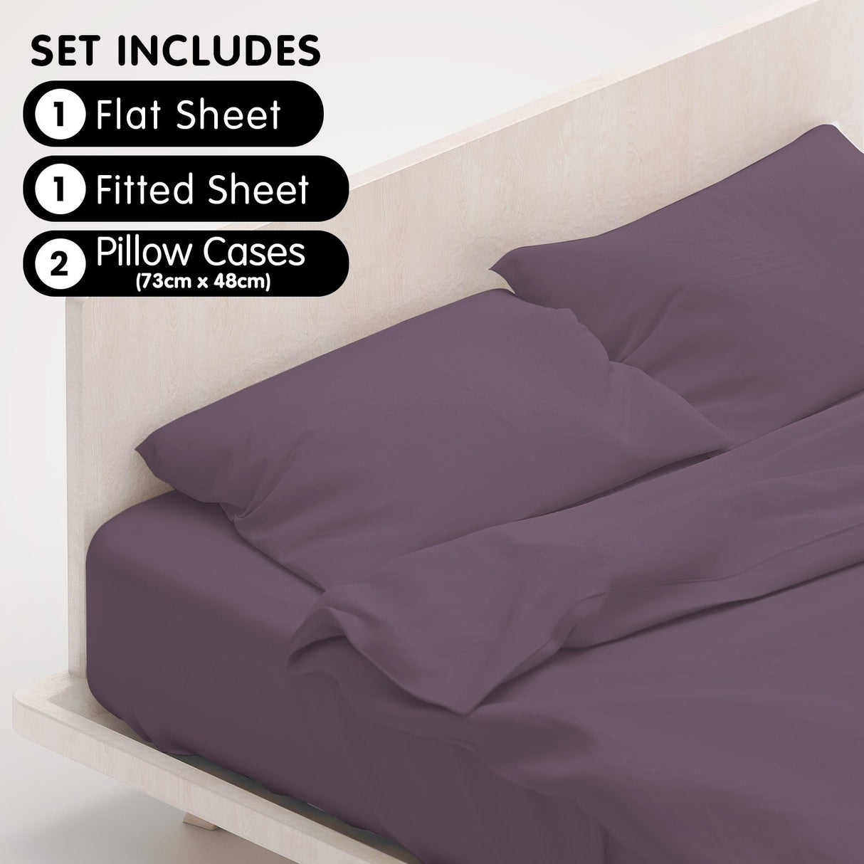 4pc 1000 Thread Count Cotton Rich King Bed Sheet Gift Pack CVC Microfibre Blend in Lilac