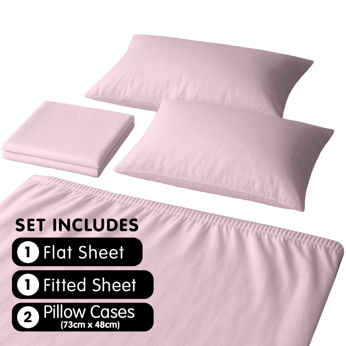 4pc 1000 Thread Count Cotton Rich King Bed Sheet Gift Pack CVC Microfibre Blend in Pink