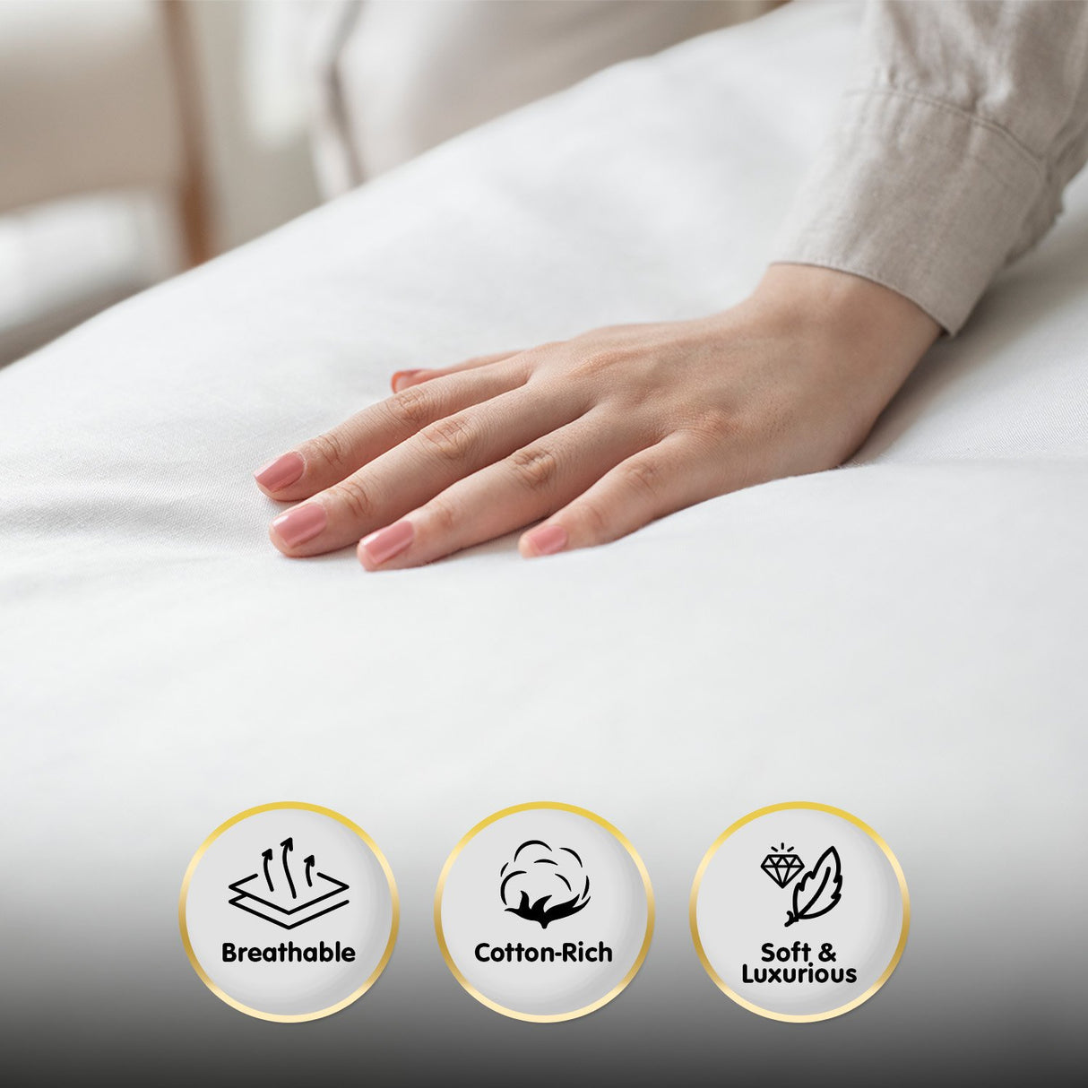 4pc 1000 Thread Count Cotton Rich King Bed Sheet Gift Pack CVC Microfibre Blend in White
