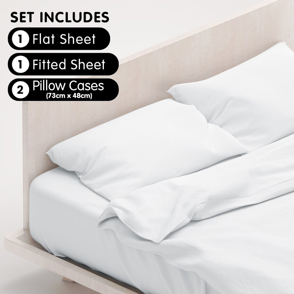 4pc 1000 Thread Count Cotton Rich King Bed Sheet Gift Pack CVC Microfibre Blend in White