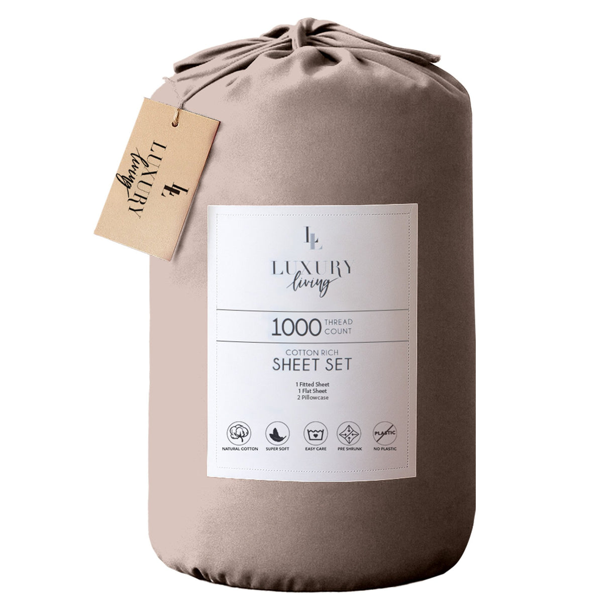 4pc 1000 Thread Count Cotton Rich Queen Bed Sheet Gift Pack CVC Microfibre Blend in Linen