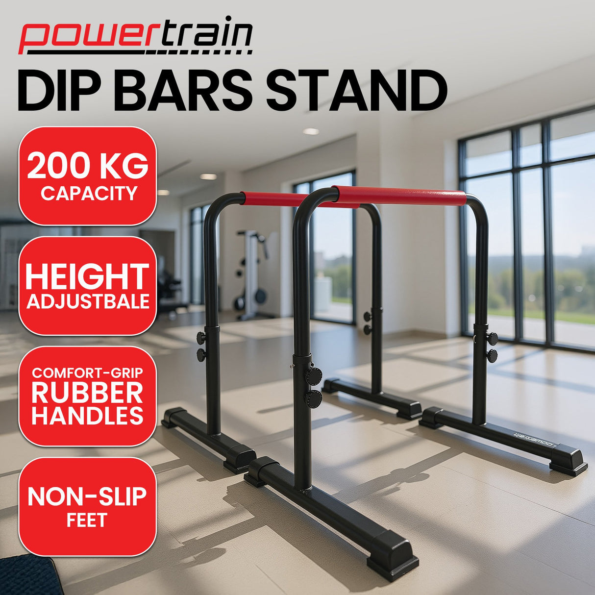 Powertrain Height-Adjustable Dip Bars Pair Load Capacity 200kg Separated Type