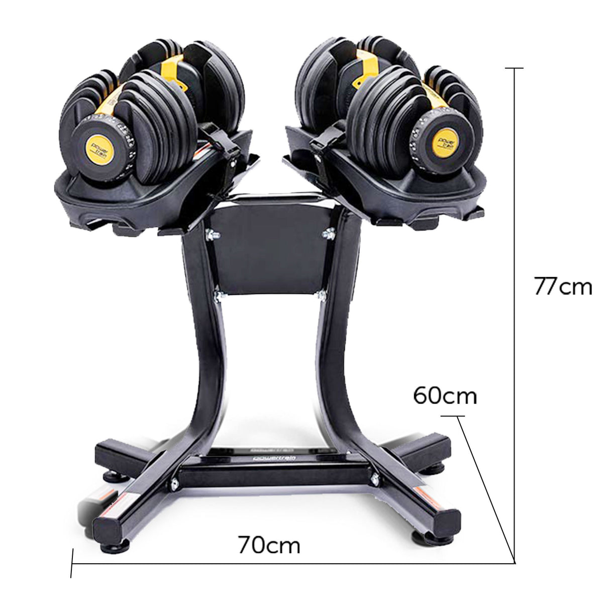 Powertrain Adjustable Dumbbells Set Home Gym Exercise Free Weights 48kg w/ Stand - Gold