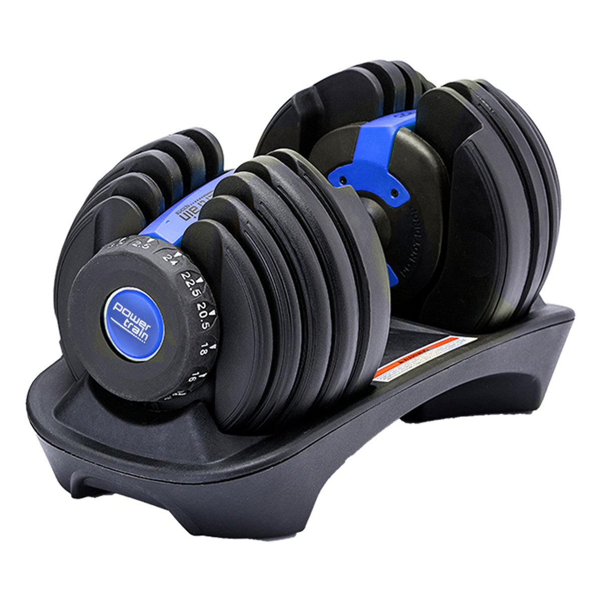 Powertrain 24kg Adjustable Dumbbell Home Gym Exercise Weights Free Workout Blue