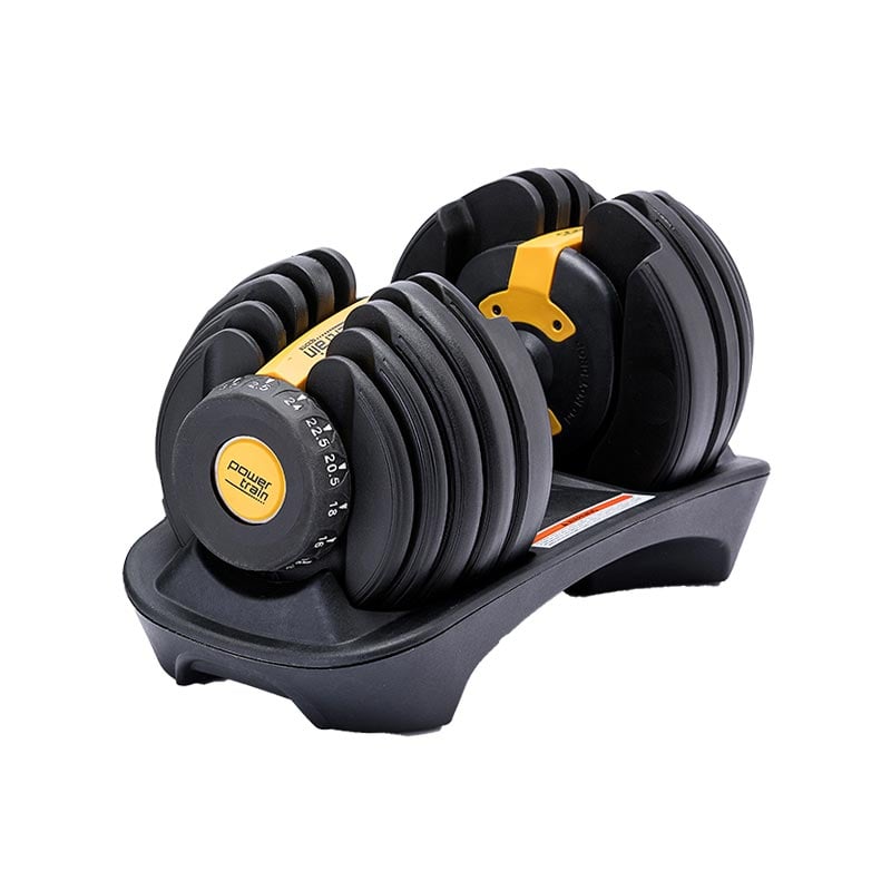 Powertrain 24kg Adjustable Dumbbell Home Gym Exercise Weights Free Workout Gold