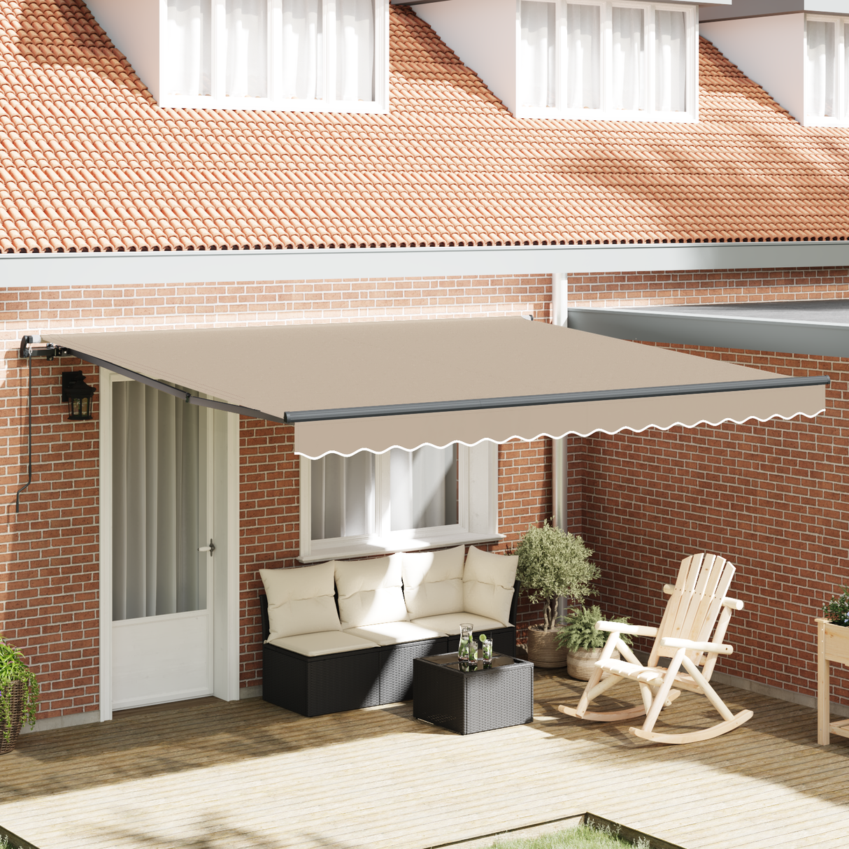 Retractable Awning Beige 400 x 300 cm Polyester and Aluminium