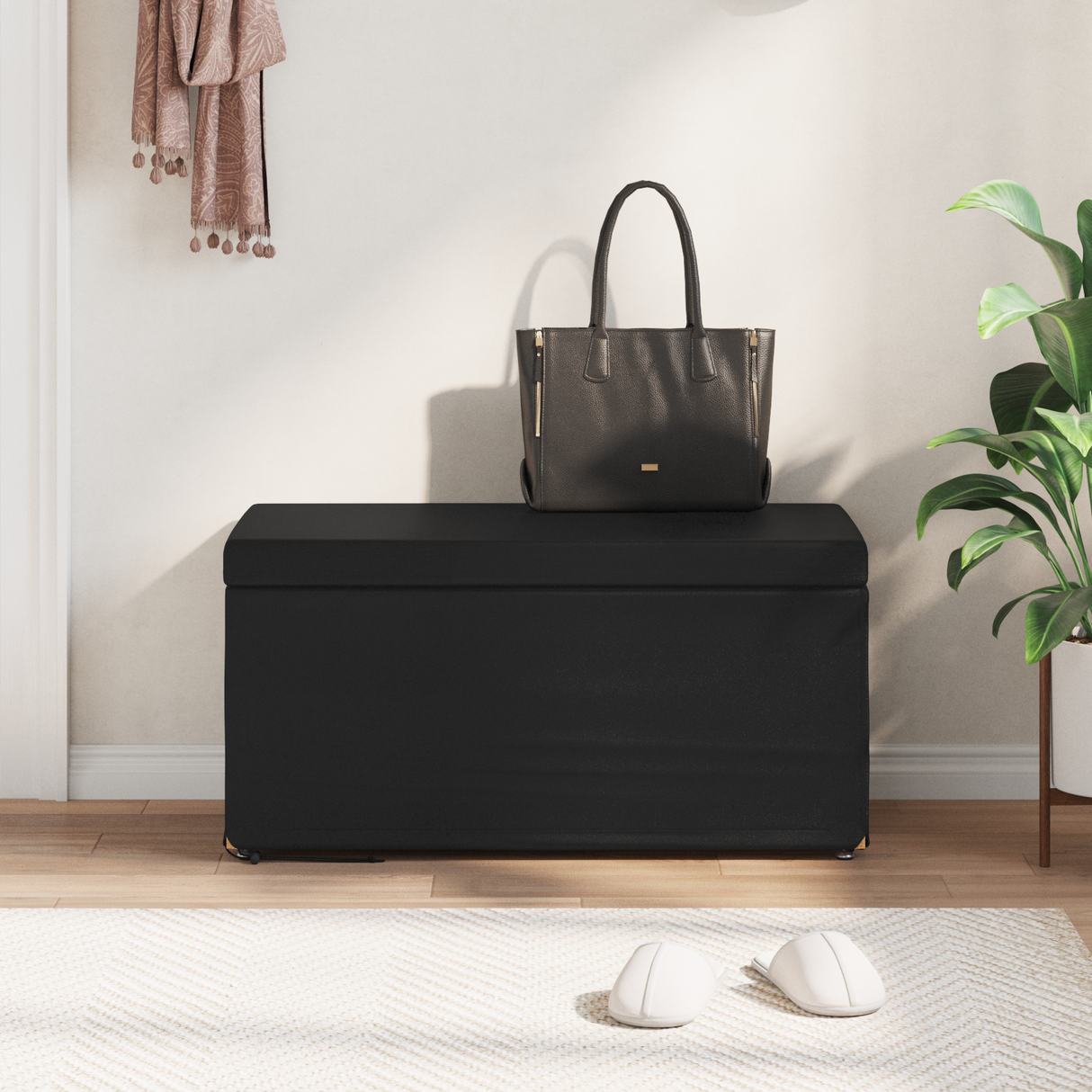 Stool Black 81 x 41 x 40 cm Faux Leather and Engineered Wood