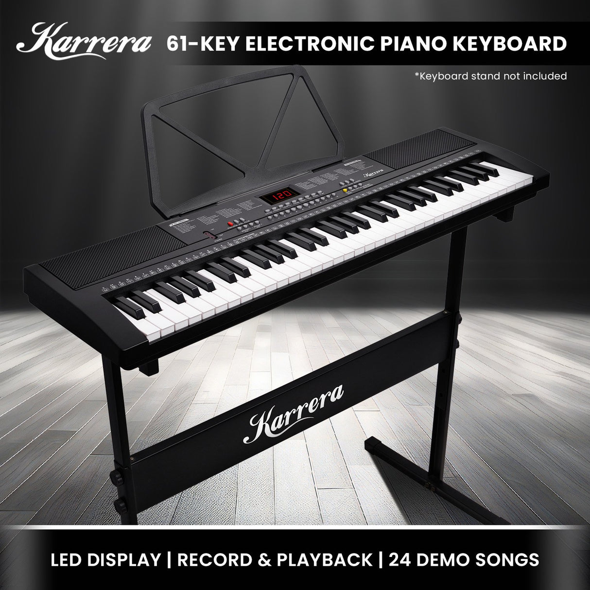Karrera 61-Key Electronic Piano Keyboard 75cm - Black