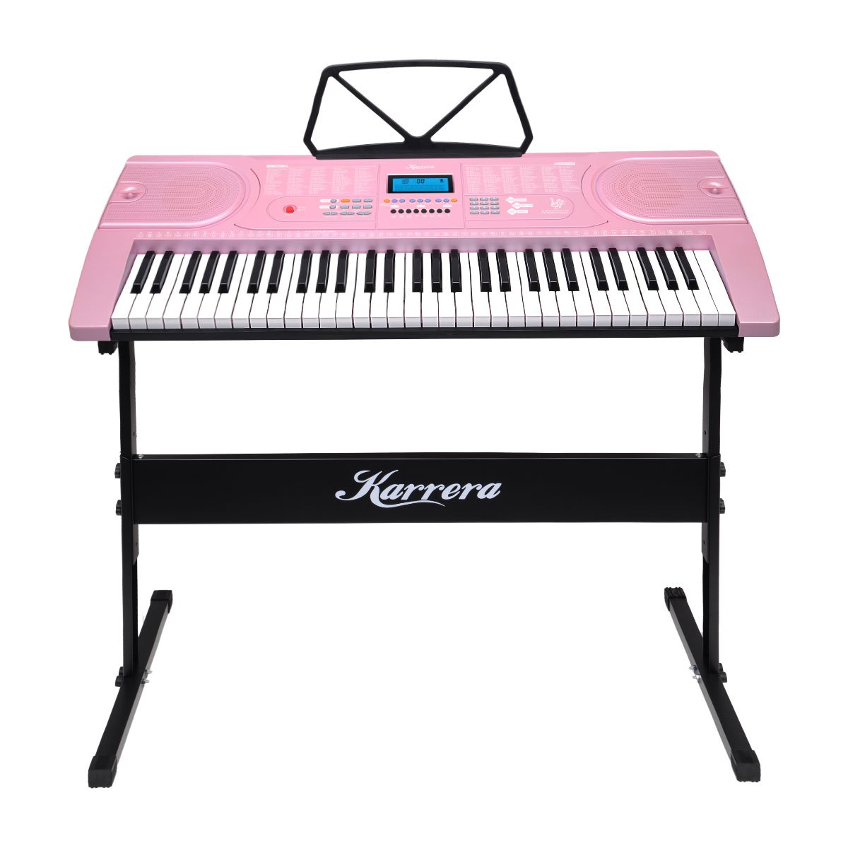 Karrera 61-Key Electronic Keyboard Piano Music with Stand - Pink