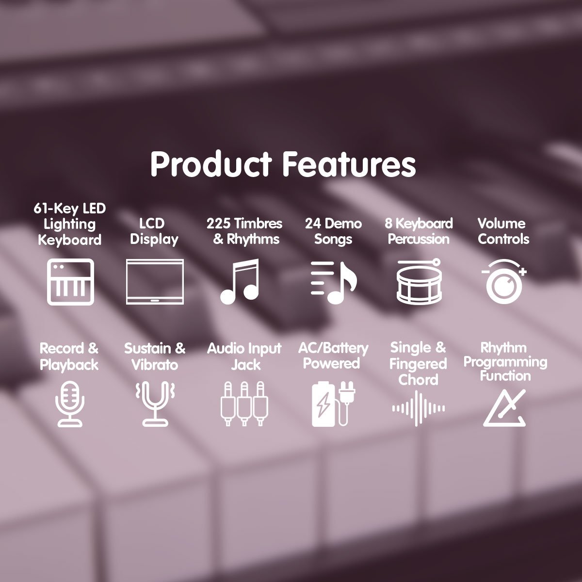 Karrera 61-Key Electronic LED Piano Keyboard with Stand - Pink