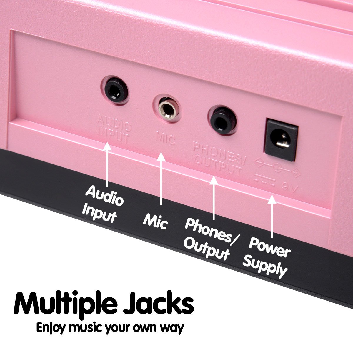 Karrera 61-Key Electronic LED Piano Keyboard with Stand - Pink