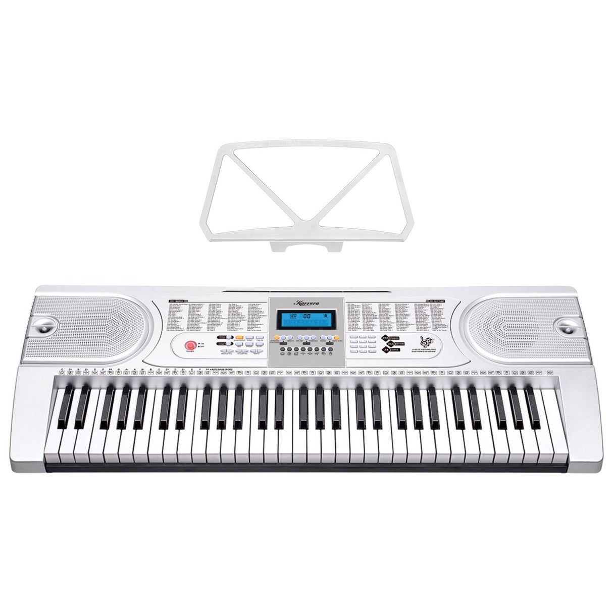 Karrera 61-Key Electronic LED Keyboard Piano with Stand - Silver