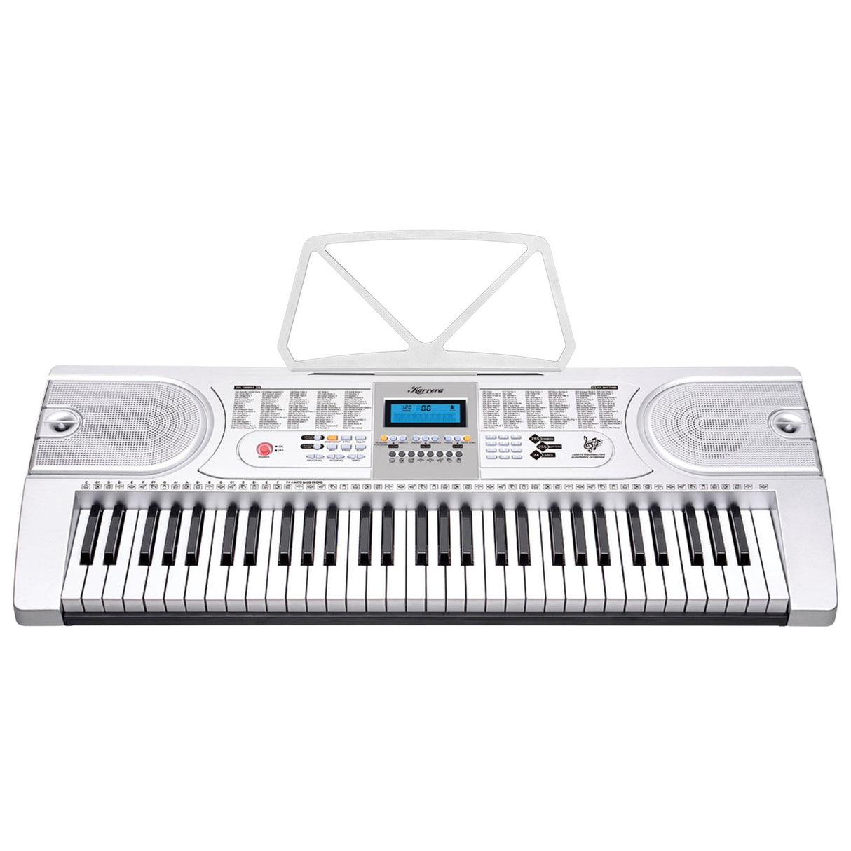 Karrera 61 Keys Electronic Keyboard Teaching Piano with Electric Stand in Silver CHJ-61