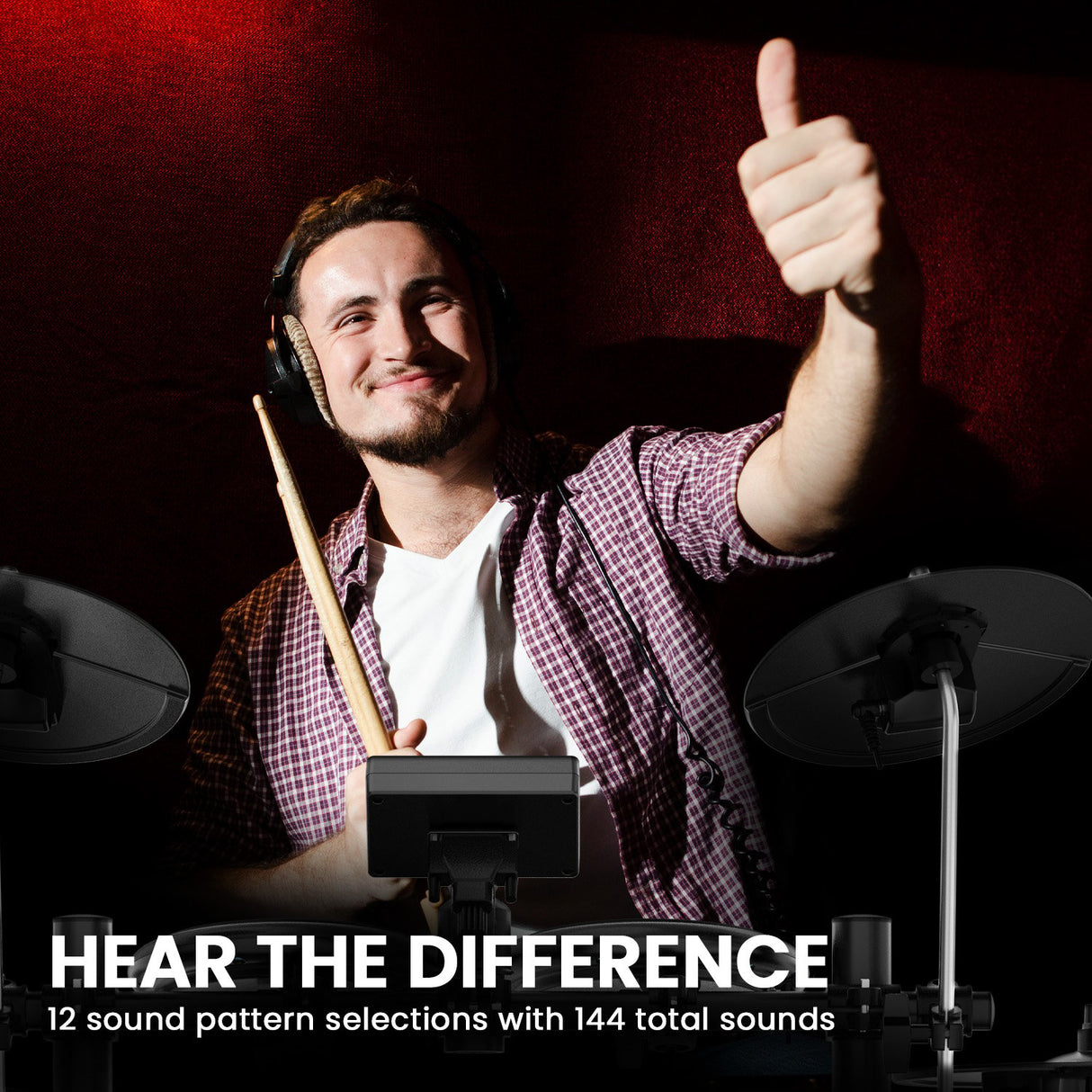 Karrera TDX-16 Electronic Drum Kit with LCD, Toms, Snares Quiet Mesh Pads & Pedals, Adjustable