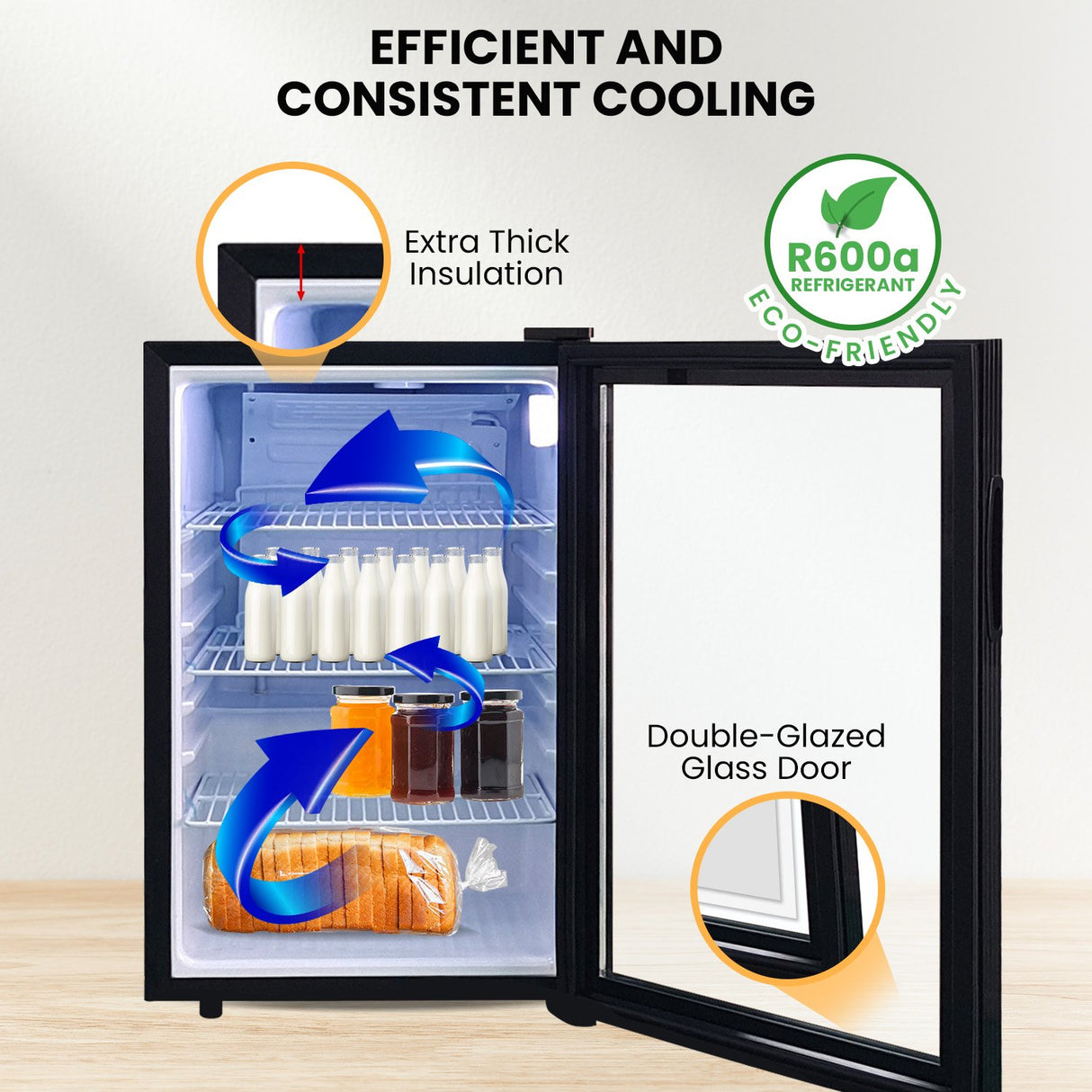 Kolner 100L Mini Bar Wine Fridge Glass Door Beverage Cooler Drinks Refrigerator